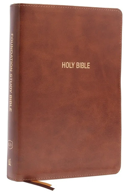 Large Print KJV Foundation Study Bible - Brown Leathersoft, Red Letter, Thumb Indexed, Comfort Print