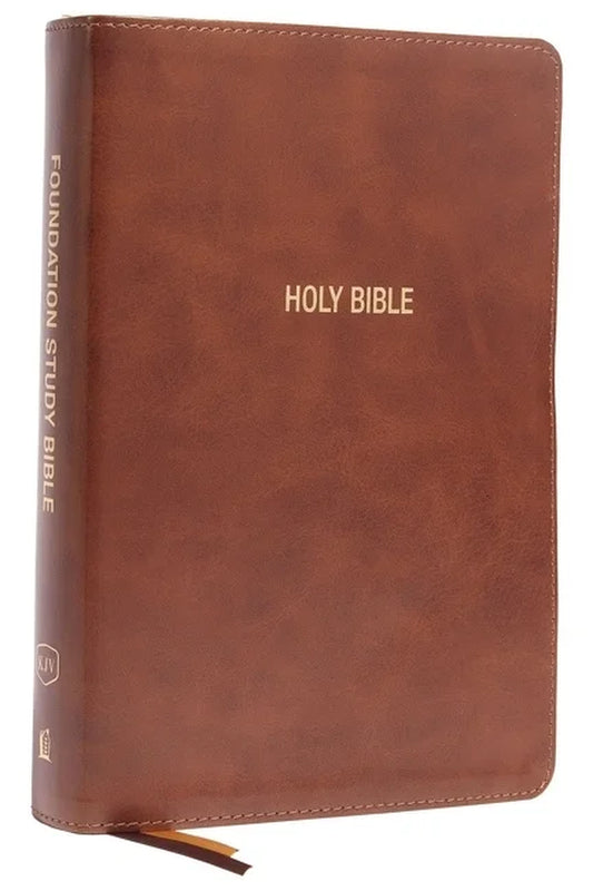 Large Print KJV Foundation Study Bible - Brown Leathersoft, Red Letter, Thumb Indexed, Comfort Print
