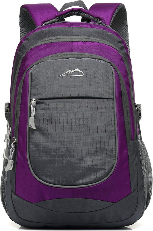 Proetrade Purple A Backpack - Stylish & Durable Bookbag for College, Travel & Hiking, Fits 15.6" Laptop, Multi-Compartment Design with Night Light & Reflective Details, Perfect Gift for Men & Women!