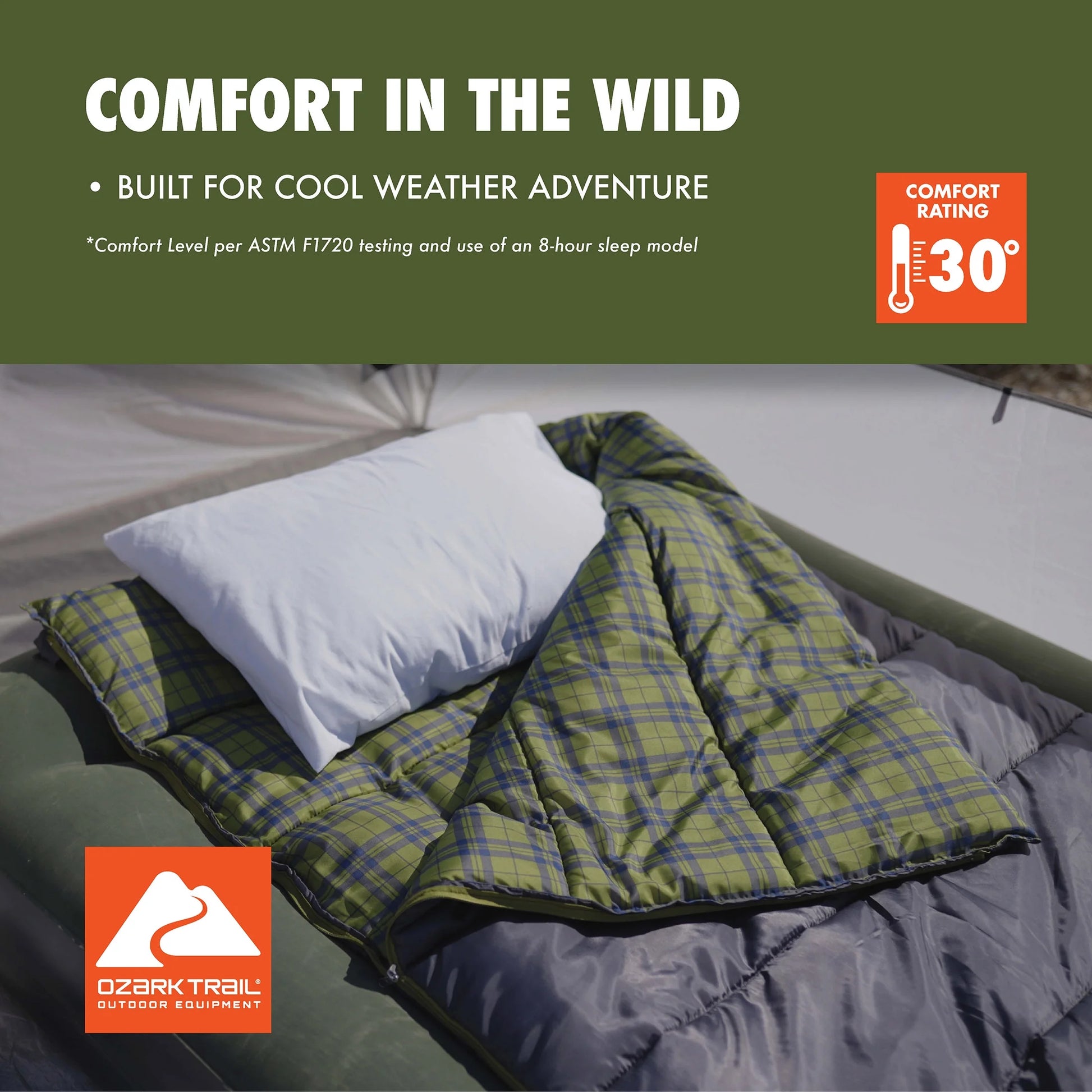 Stay Cozy with the  30F Oversized Cool Weather Sleeping Bag - 2 Pack Gray!