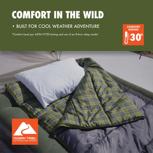 Stay Cozy with the  30F Oversized Cool Weather Sleeping Bag - 2 Pack Gray!