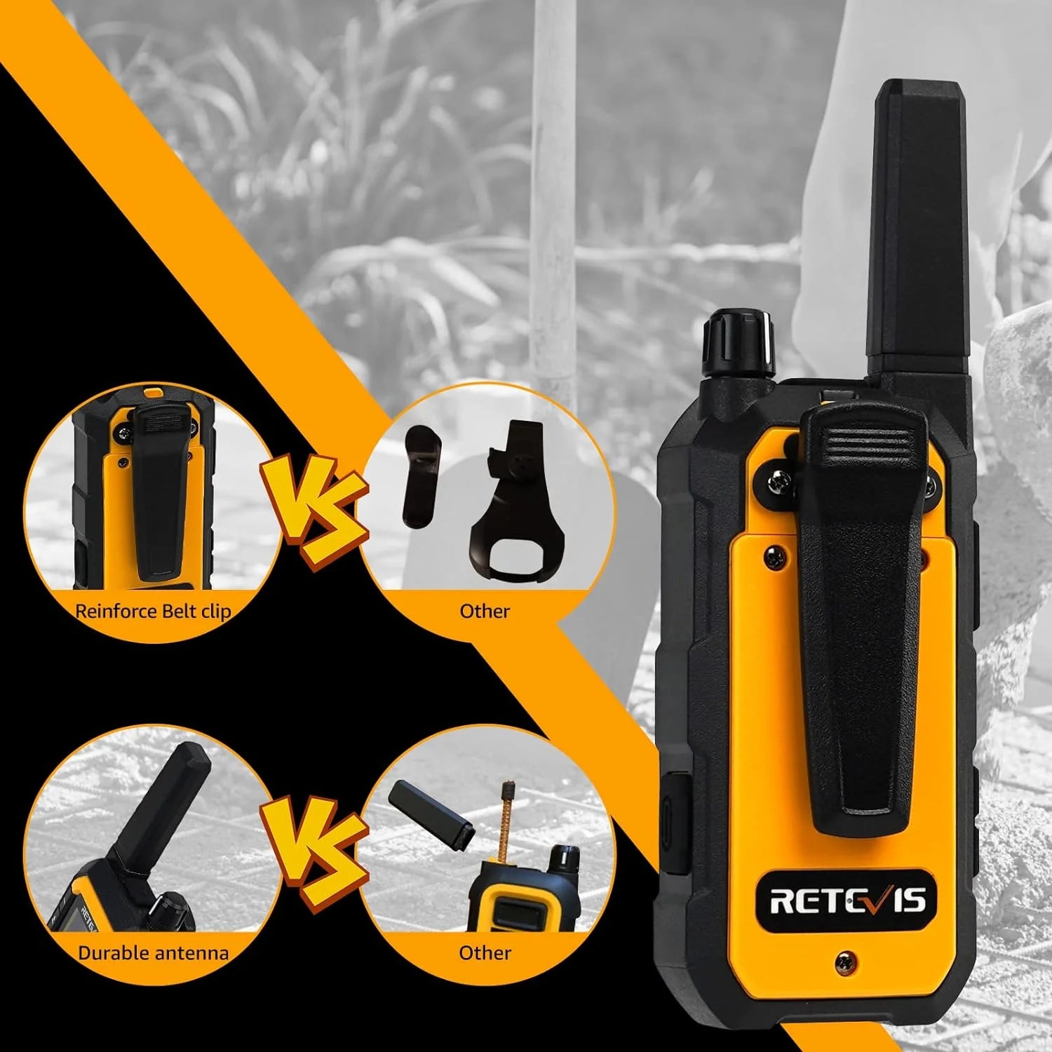 RB48 Heavy Duty Walkie Talkies,Waterproof Two Way Radio,Shock-Resistant,2000 Mah,Emergency,2 Way Radio Long Range for Job Site (4 Pack)