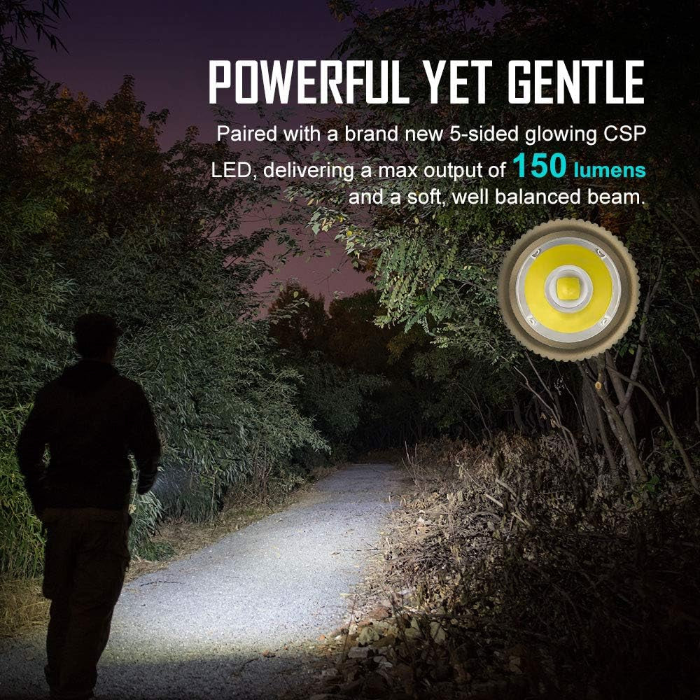 Compact OLIGHT I1R 2 EOS 150 Lumens Rechargeable Keychain Flashlight - Perfect for Camping, Hiking, Dog Walking & More (Desert Tan)