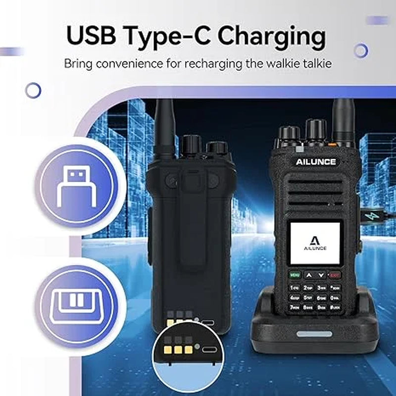 Ailunce HA1G GMRS Radio, GMRS Handheld Radio, IP67 Waterproof, NOAA, 2800Mah, GMRS Repeater Capable Two Way Radio with USB-C Charging