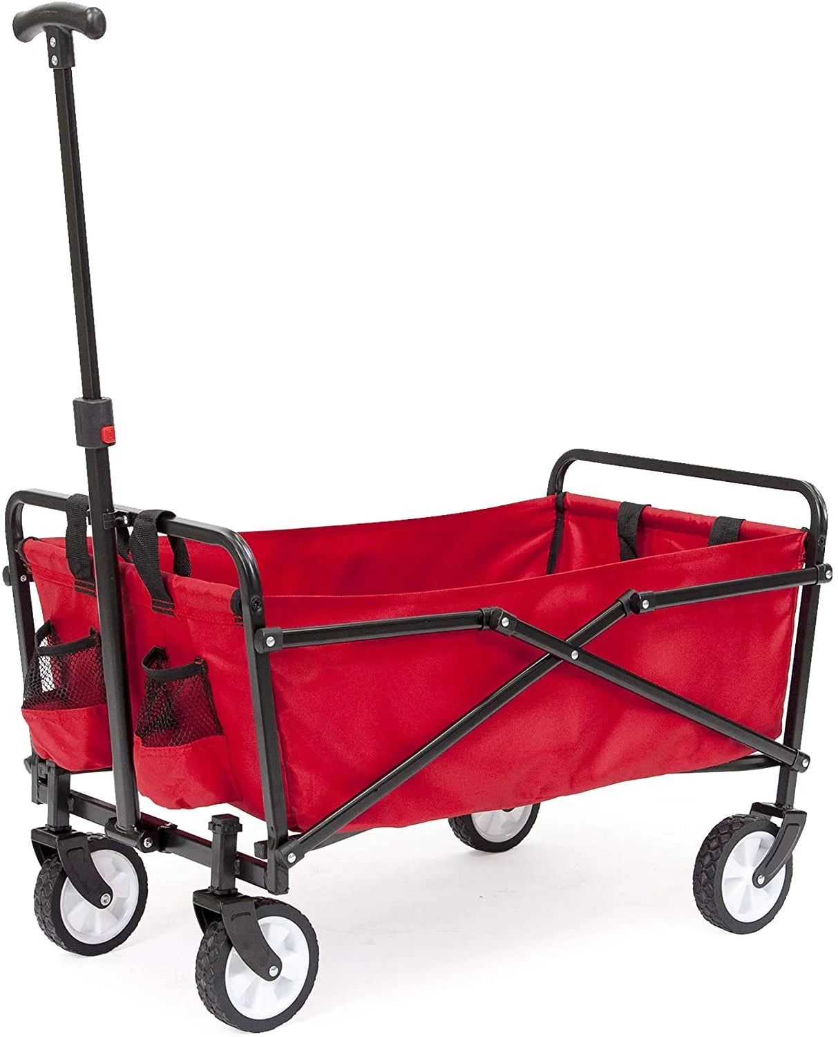 Collapsible Folding Wagon with Straps | Utility Cart, Portable, Lightweight, Fold Up, for Groceries, Laundry, Sports, Baseball, Softball, Fishing and Camping