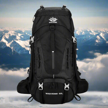 "TrekMate 60L Waterproof Travel Backpack with rain cover - perfect for hiking, camping, and outdoor adventures."
