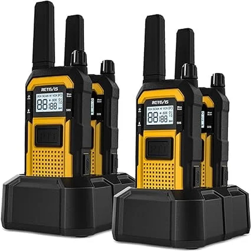 RB48 Heavy Duty Walkie Talkies,Waterproof Two Way Radio,Shock-Resistant,2000 Mah,Emergency,2 Way Radio Long Range for Job Site (4 Pack)