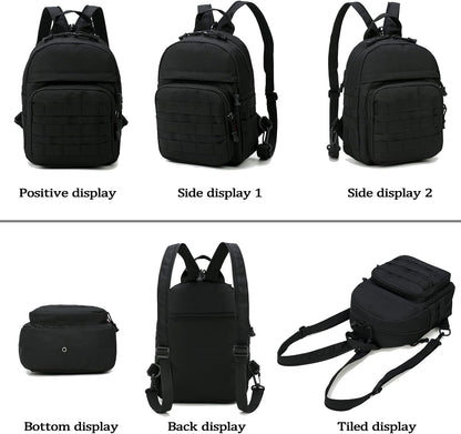Compact Mini Tactical Backpack - 6L Sling Bag for Travel & Running with Carabiner - Ideal for Men & Women