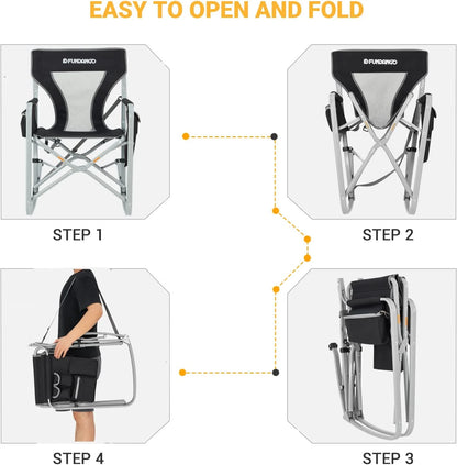 Image of the Emergency Camp Chair featuring a 300lb capacity, ergonomic design, and folding portability, ideal for camping, emergency kits, and outdoor adventures, displayed on a clean white background.
