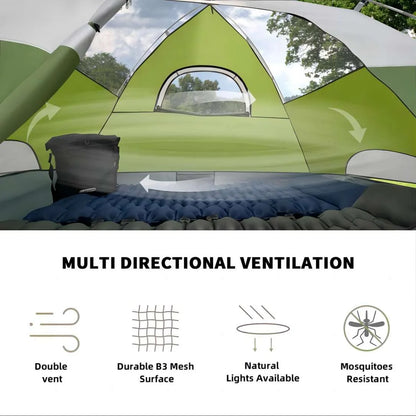 Image of an ultralight 5lb waterproof emergency prep tent, featuring durable materials, ventilated design, and gear organization options, ideal for camping and bug-out bags, displayed on a clean white background.
