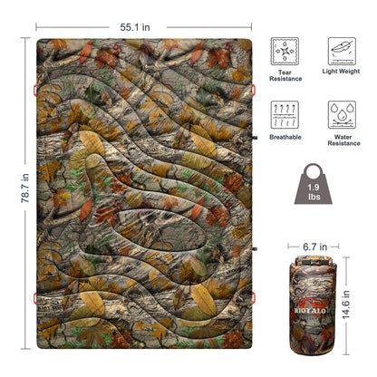 All-weather camping blanket with waterproof design, reflective inner layer for warmth, and military-inspired durability. Perfect for emergencies, camping, and survival.
