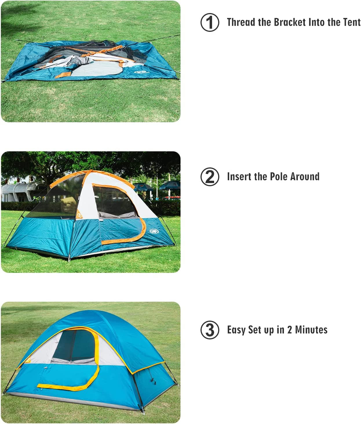 Camping Tent 2 Person, Waterproof Windproof Tent with Rainfly Easy Set Up-Portable Dome Tents for Camping…