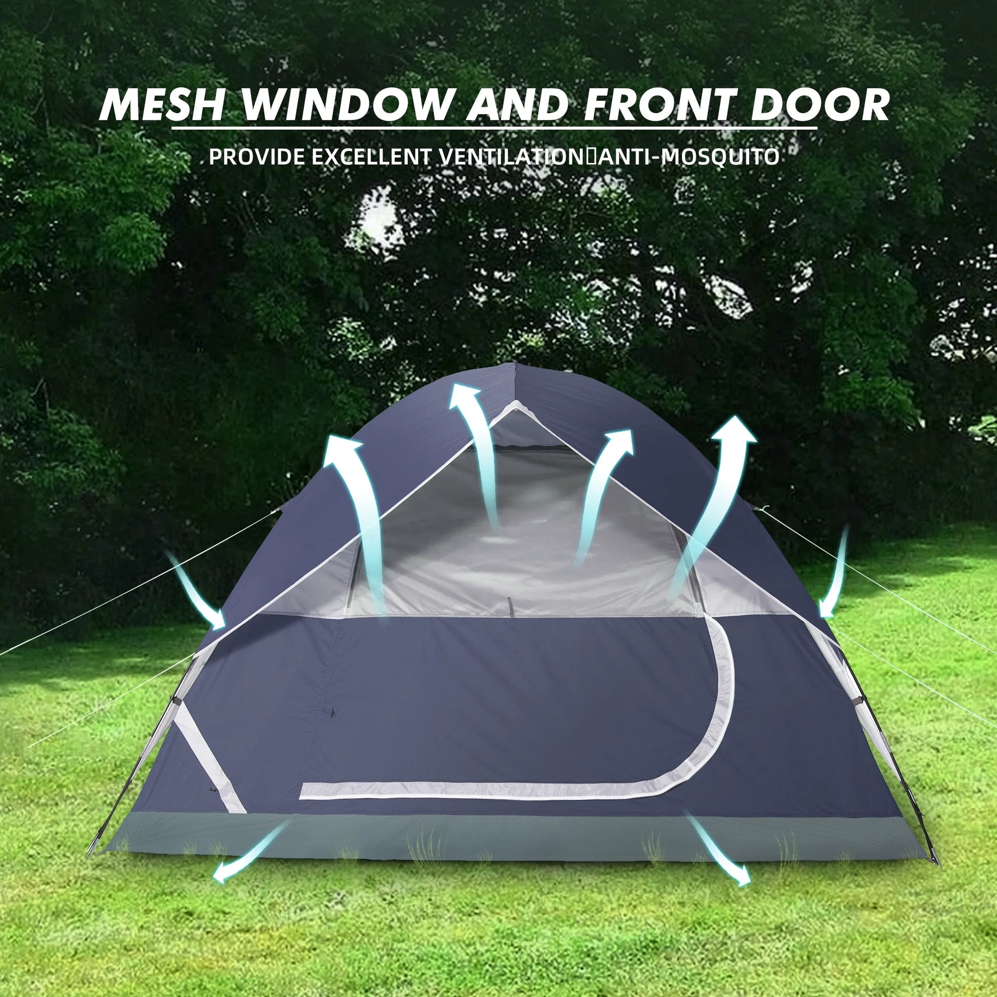 "5-6 Person Dome Tent - waterproof, easy setup, and spacious design for outdoor adventures."
