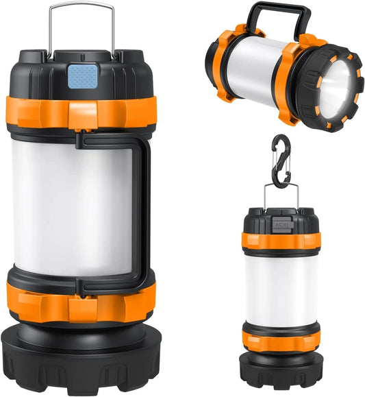 Camping Lantern Rechargeable, Camping Flashlight 4000 Capacity Power Bank,6 Modes(Orange)