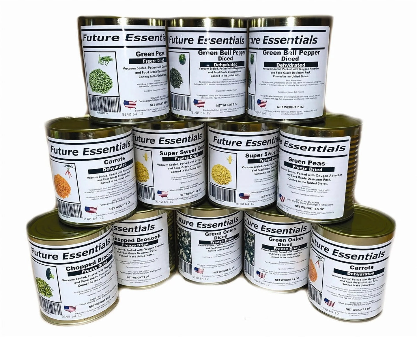 Emergency Food Vegetable Variety - 12 Cans with Long Shelf Life