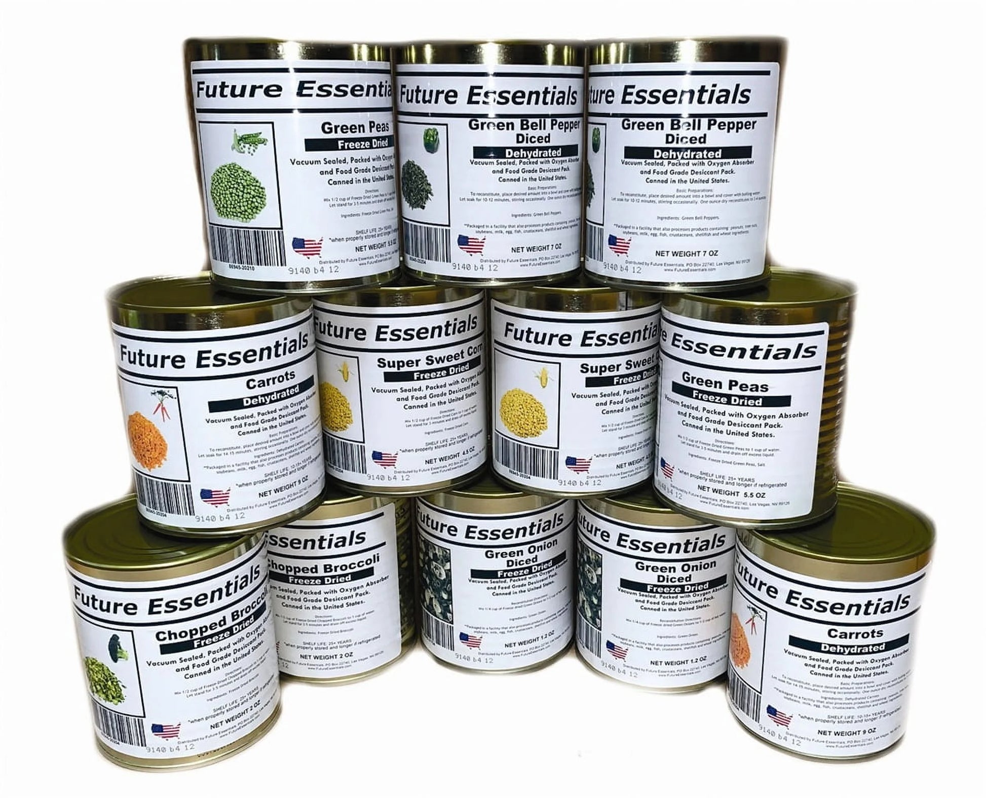 Emergency Food Vegetable Variety - 12 Cans with Long Shelf Life