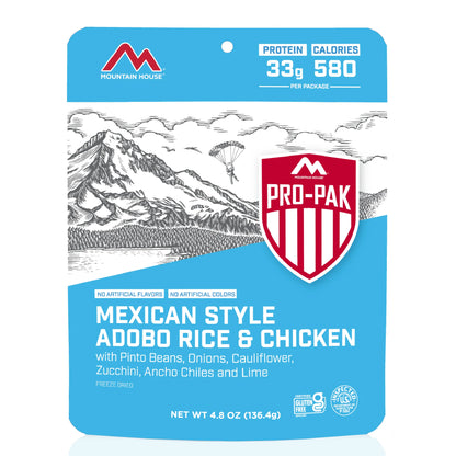 Mexican Style Adobo Rice & Chicken - Ultimate Pro-Pak® Emergency Survival Food for Camping, Hiking & Backpacking - 6 Convenient Pouches