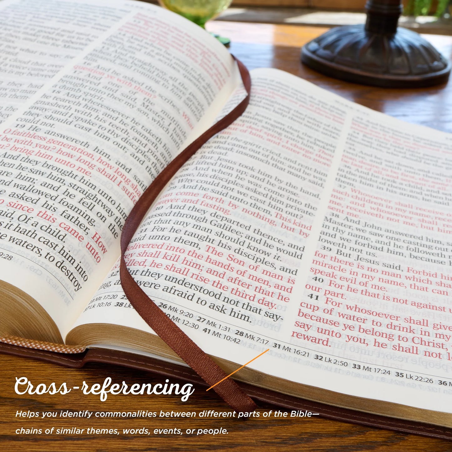 Super Giant Print KJV Holy Bible - Red Letter Edition with Thumb Index & Ribbon Marker, Faux Leather, Gray/Black