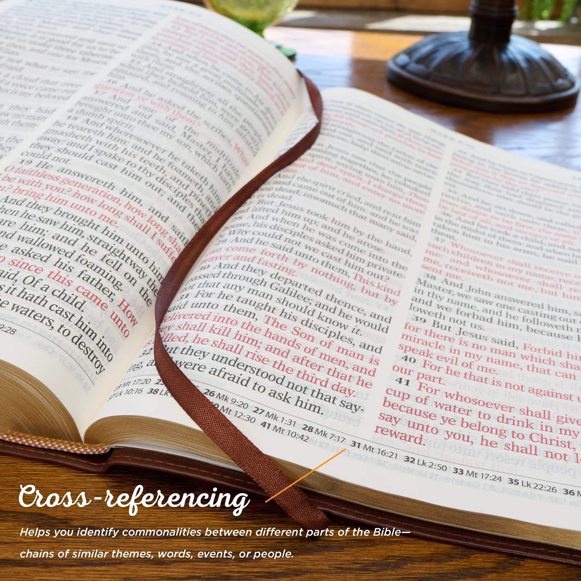 Super Giant Print KJV Holy Bible - Red Letter Edition with Thumb Index & Ribbon Marker, Faux Leather, Gray/Black