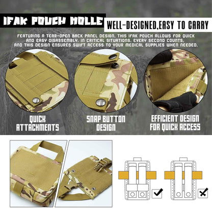 Front view of Fred’s Tactical Rip-Away IFAK Pouch in red – compact and durable first aid bag for emergencies.