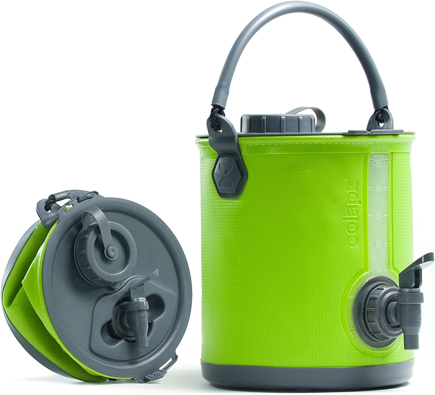 2-In-1 Collapsible Camping Water Container - Sports Water Jug - RV Bucket with Spigot - Water Jug Dispenser - Green