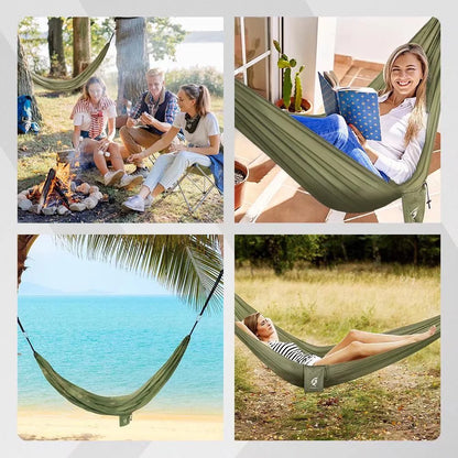 QUANFENG Lightweight Single Camping Hammock - Supports 400 lbs - Perfect for Outdoor Adventures (Green)