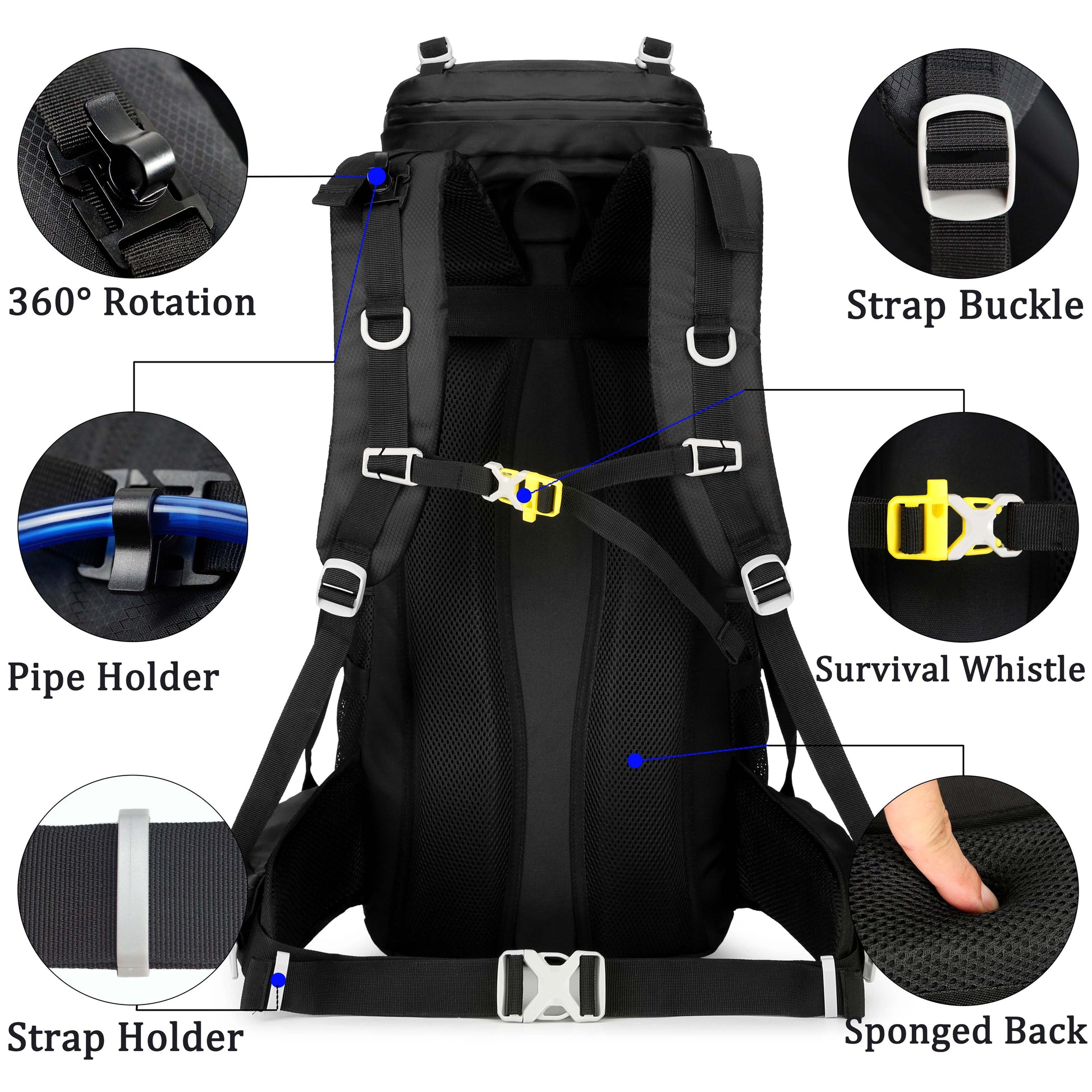 "TrekMate 60L Waterproof Travel Backpack with rain cover - perfect for hiking, camping, and outdoor adventures."
