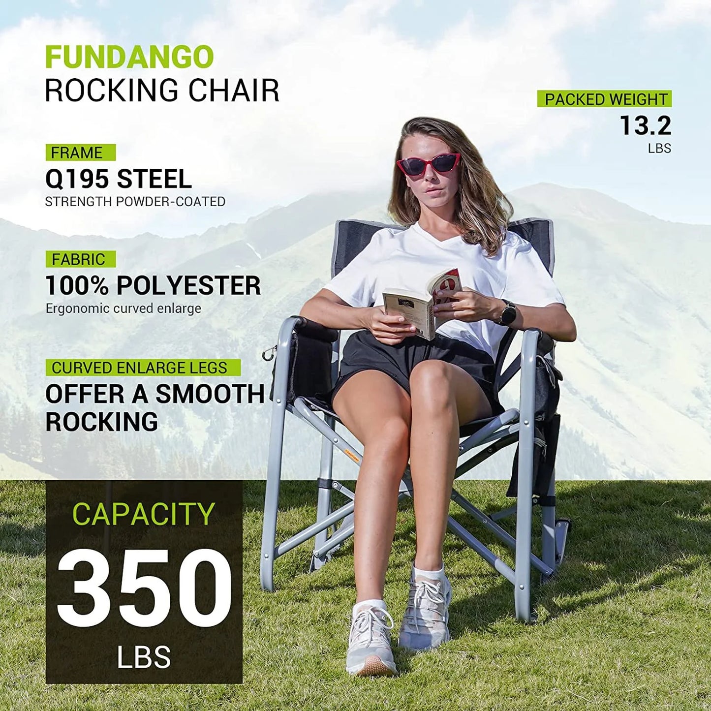 Image of the Emergency Camp Chair featuring a 300lb capacity, ergonomic design, and folding portability, ideal for camping, emergency kits, and outdoor adventures, displayed on a clean white background.
