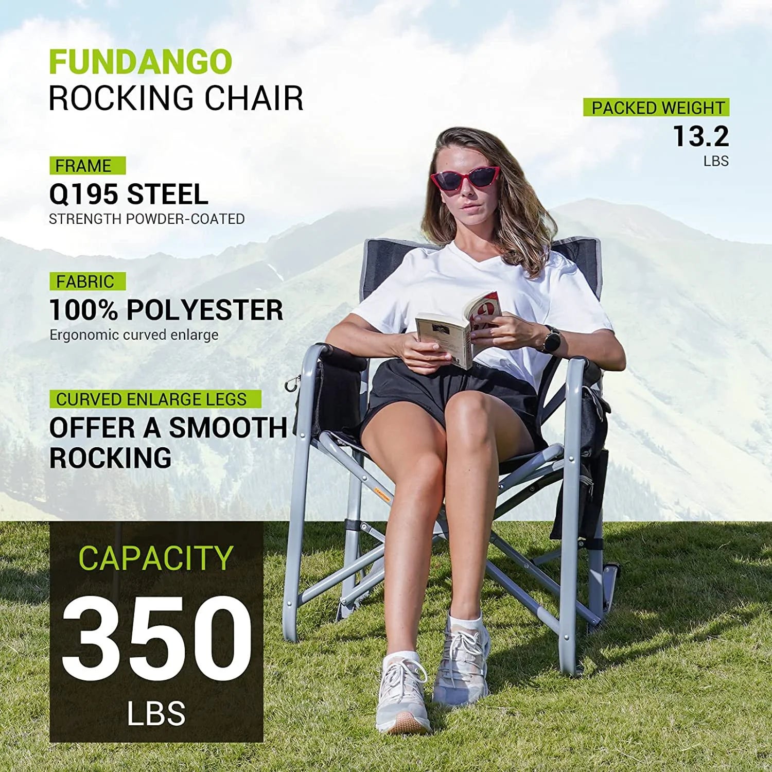 Image of the Emergency Camp Chair featuring a 300lb capacity, ergonomic design, and folding portability, ideal for camping, emergency kits, and outdoor adventures, displayed on a clean white background.
