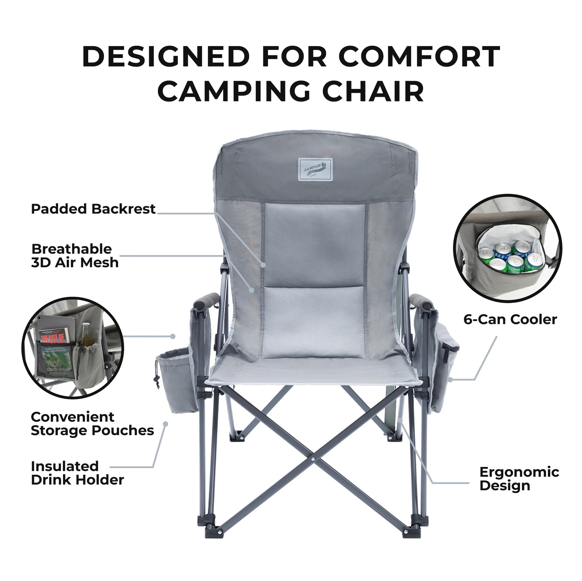 Heavy Duty Portable Folding Camping Chair for Adults