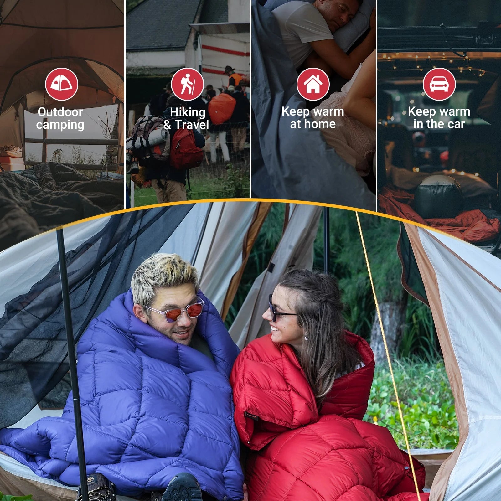 Ultimate Large Waterproof Camping Blanket - Lightweight & Wearable for Adults - 78.7" x 56.7" in Vibrant Red