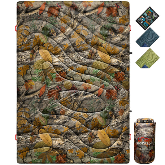 All-weather camping blanket with waterproof design, reflective inner layer for warmth, and military-inspired durability. Perfect for emergencies, camping, and survival.
