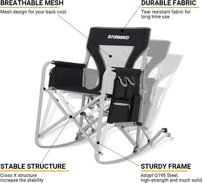 Image of the Emergency Camp Chair featuring a 300lb capacity, ergonomic design, and folding portability, ideal for camping, emergency kits, and outdoor adventures, displayed on a clean white background.
