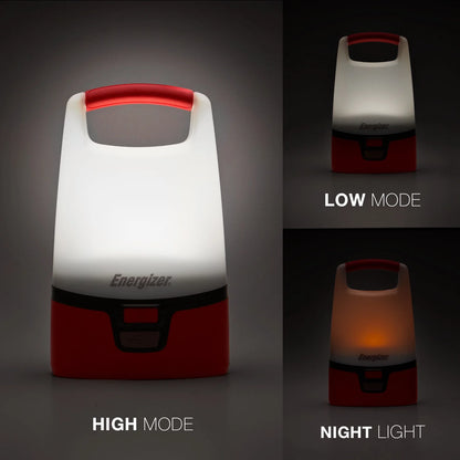 Image of the 1200 Lumens Red LED USB Lantern featuring durable construction, USB charging, and bright 360° illumination, ideal for camping, emergencies, and outdoor use, displayed on a clean white background.
