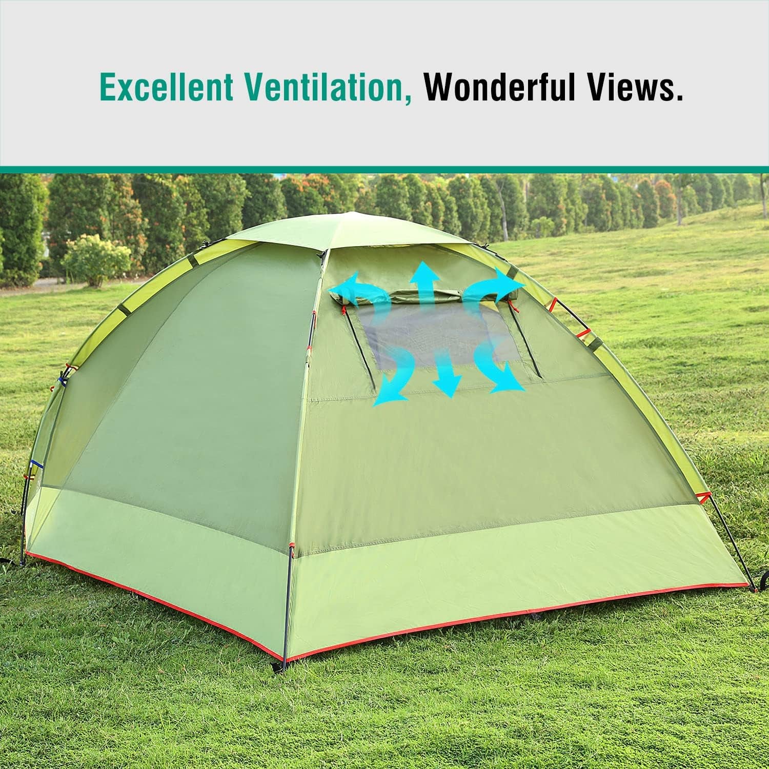 Emergency Survival Tent, Waterproof Family Camping Dome Tent 3 Person, Portable Outdoor Instant Cabin Tent, 4-Season Double Layer Sun Shelter Shade for Hiking, Backpacking, Mountaineering