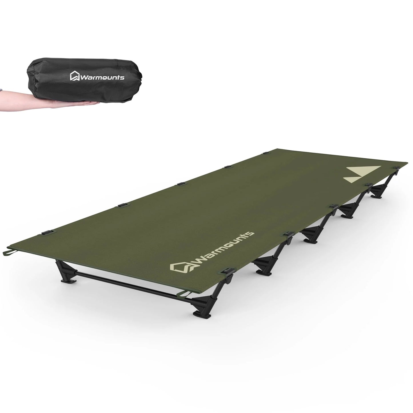 Compact Camping Cots 5 Stabilizers 330 Lbs, 60-Sec Set 28" Wide  Cot W/ Carry Bag for Hiking Climbing Backpacking