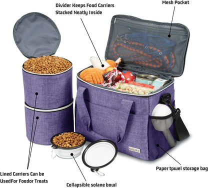 Ultimate Pet Travel Backpack - 5-Piece Set with Food Containers, Foldable Bowls & Shoulder Strap for On-the-Go Adventures!
