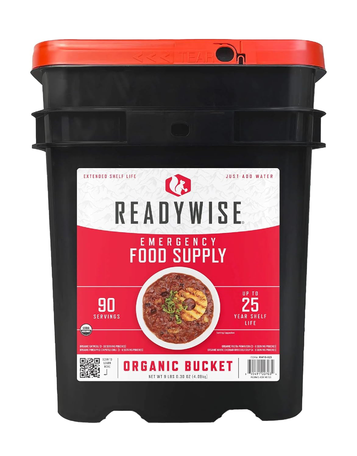 READYWISE - Entrée Grab & Go Bucket, 60 Servings, Emergency, MRE Supply, Premade, Freeze Dried Survival Food for Hiking, Adventure & Camping Essentials, Individually Packaged, 25 Year Shelf Life