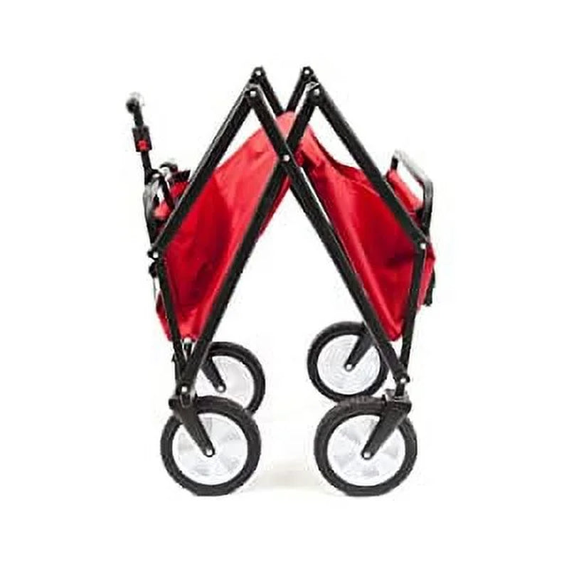 Collapsible Folding Wagon with Straps | Utility Cart, Portable, Lightweight, Fold Up, for Groceries, Laundry, Sports, Baseball, Softball, Fishing and Camping