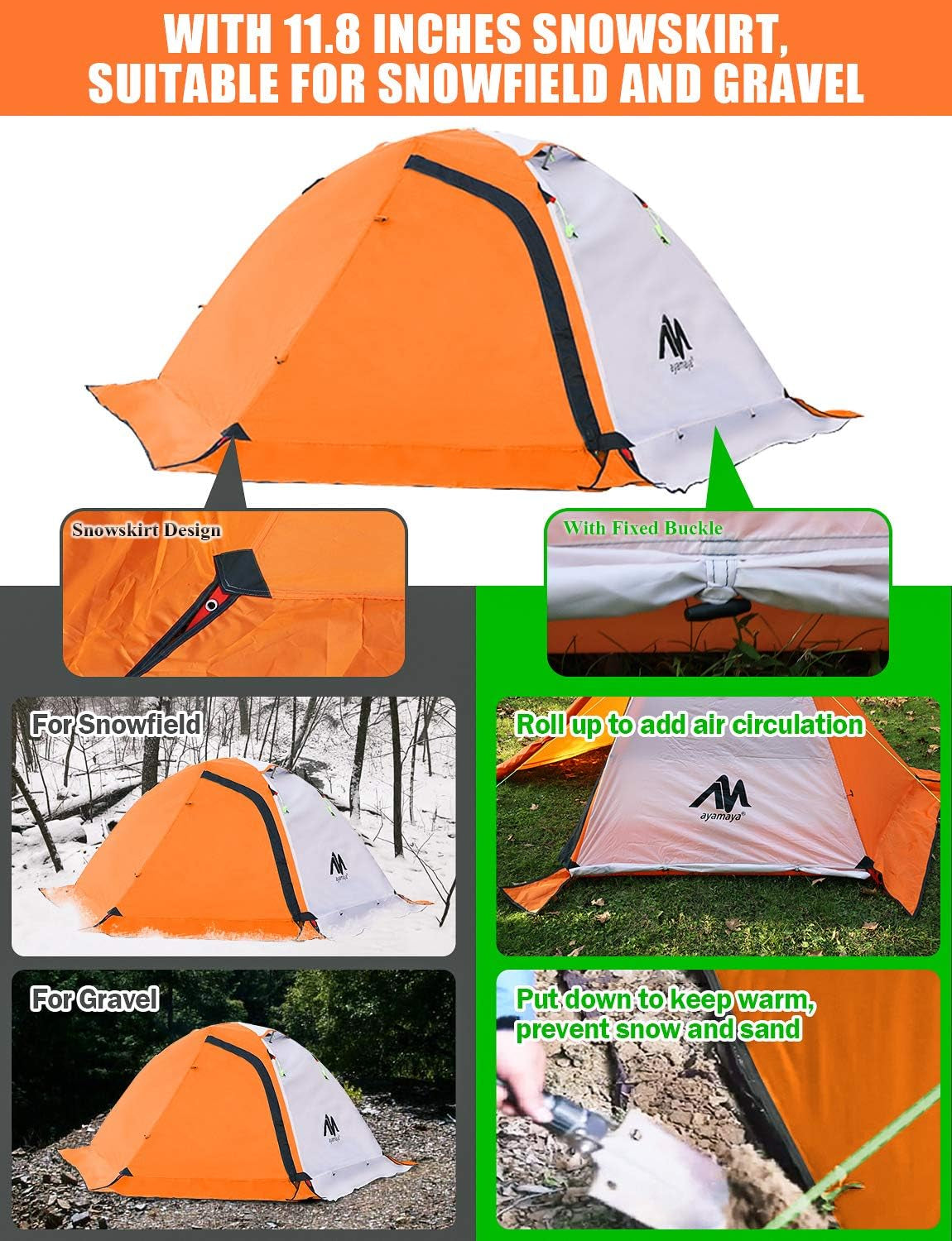 4 Season Backpacking Tent 2 Person Camping Tent Ultralight Waterproof All Weather Double Layer Two Doors Easy Setup 1 2 People Man Tents for Backpacker Outdoor Hiking Survival