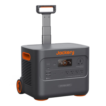 Portable solar generator with 3000W capacity, 2x 100W waterproof solar panels, and a wheeled design. Ideal for camping, emergencies, and off-grid power needs.
