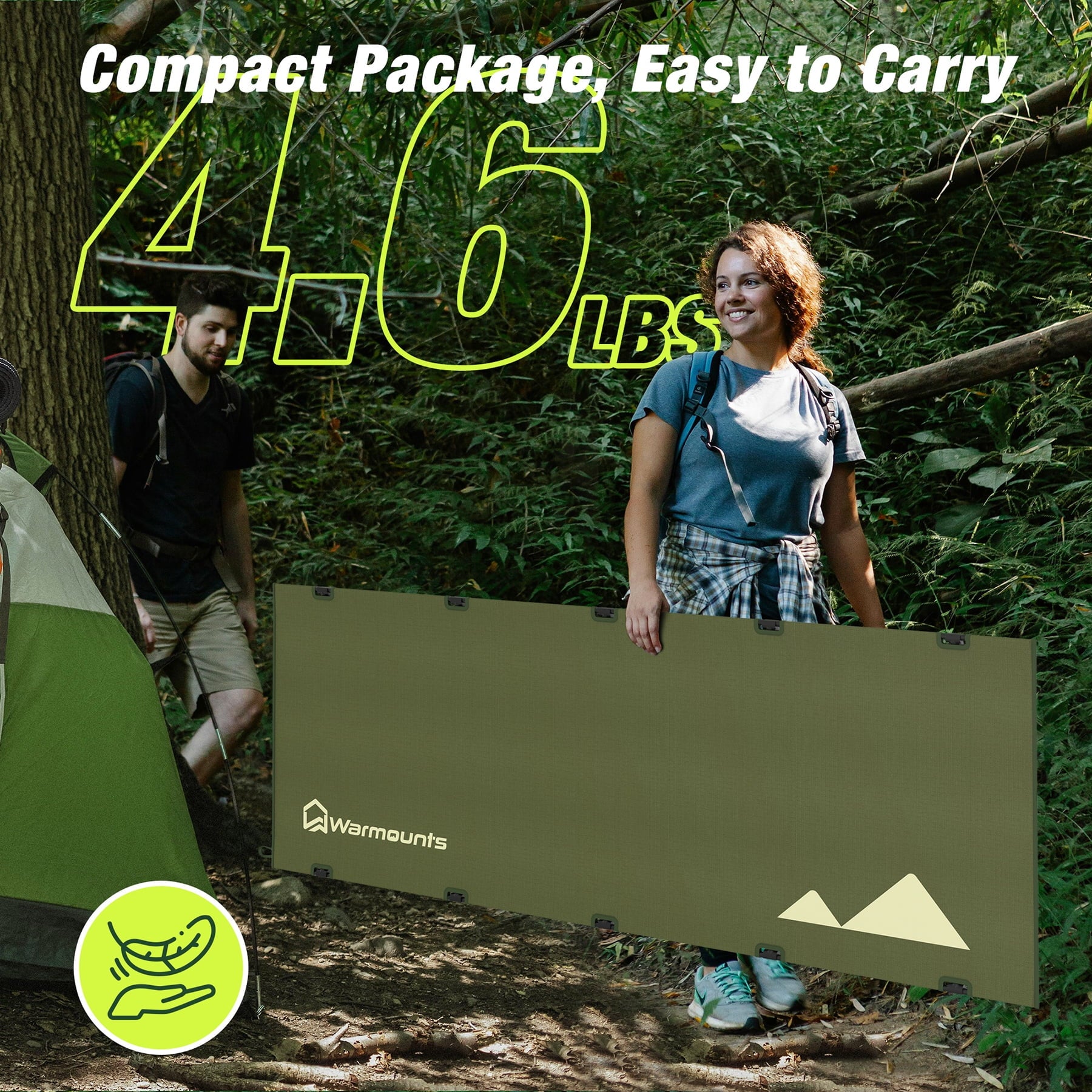 Compact Camping Cots 5 Stabilizers 330 Lbs, 60-Sec Set 28" Wide  Cot W/ Carry Bag for Hiking Climbing Backpacking