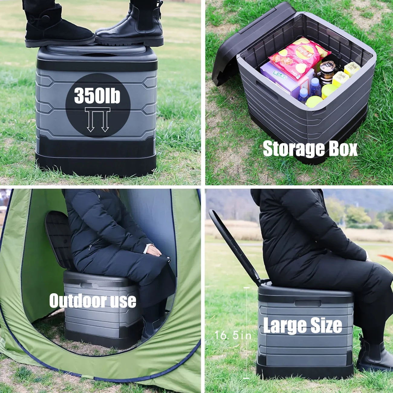 Portable Toilet for Camping 16.9-Inch, Outdoor Waterproof Travel Folding Toilet，Camping Potty for Home/Camping/Boat/Hiking/Long Trips/Beach Use