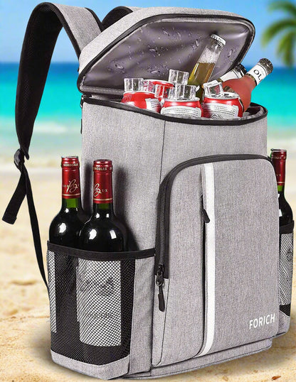 FORICH Lightweight Waterproof Backpack Cooler - Insulated, Leakproof Soft Cooler for Work, Beach, Picnics, Camping & Hiking - Holds 30 Cans