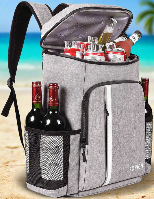 FORICH Lightweight Waterproof Backpack Cooler - Insulated, Leakproof Soft Cooler for Work, Beach, Picnics, Camping & Hiking - Holds 30 Cans