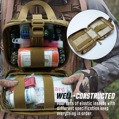  Front view of Fred’s Tactical Rip-Away IFAK Pouch in red – compact and durable first aid bag for emergencies.