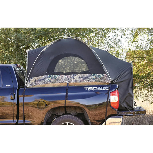 "Guide Gear Compact Premium Truck Tent set up on a truck bed, showcasing its spacious design and durable features."
