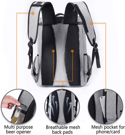 FORICH Lightweight Waterproof Backpack Cooler - Insulated, Leakproof Soft Cooler for Work, Beach, Picnics, Camping & Hiking - Holds 30 Cans