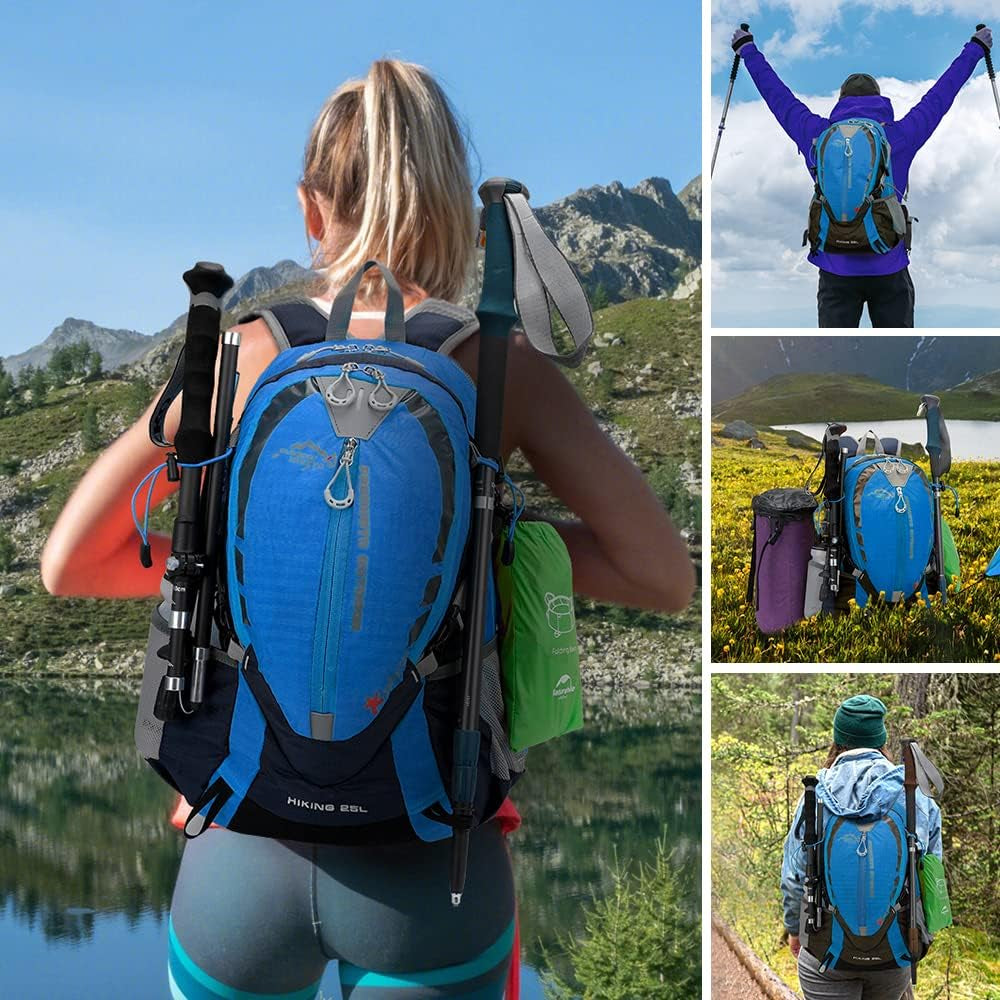 "NOXTO 25L Hydration Daypack with 2L water bladder and rain cover - perfect for hiking, cycling, and camping."
