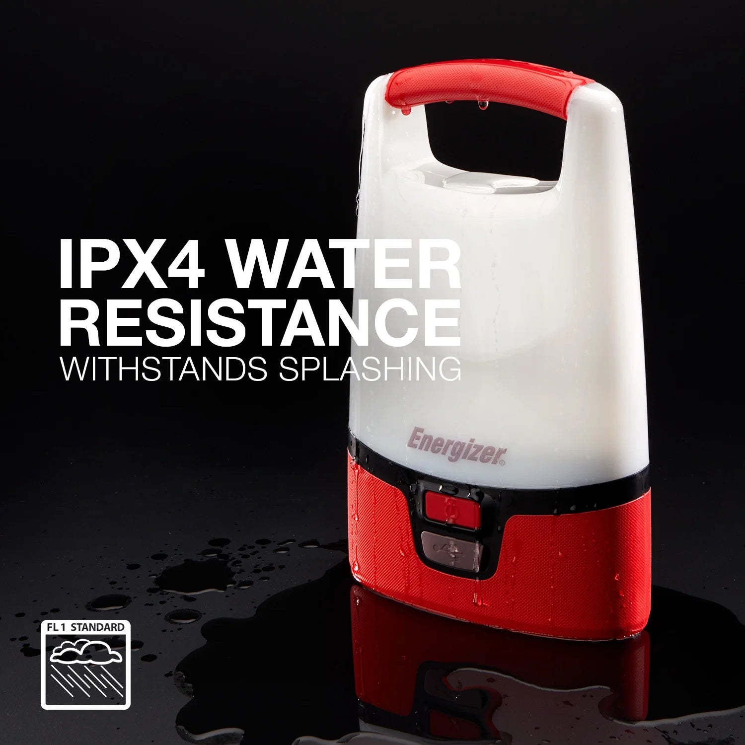 Image of the 1200 Lumens Red LED USB Lantern featuring durable construction, USB charging, and bright 360° illumination, ideal for camping, emergencies, and outdoor use, displayed on a clean white background.
